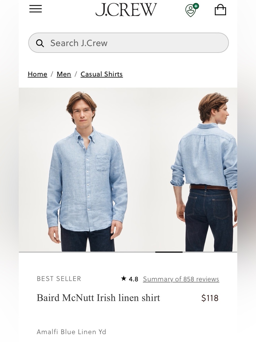 J.Crew Baird McNutt Irish linen Button Down Shirt XL Blue Classic Summer Beach - Picture 14 of 15